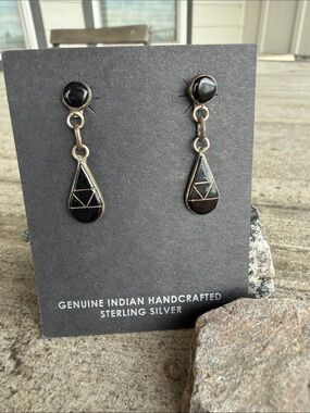 Zuni Made Black Onyx Earrings